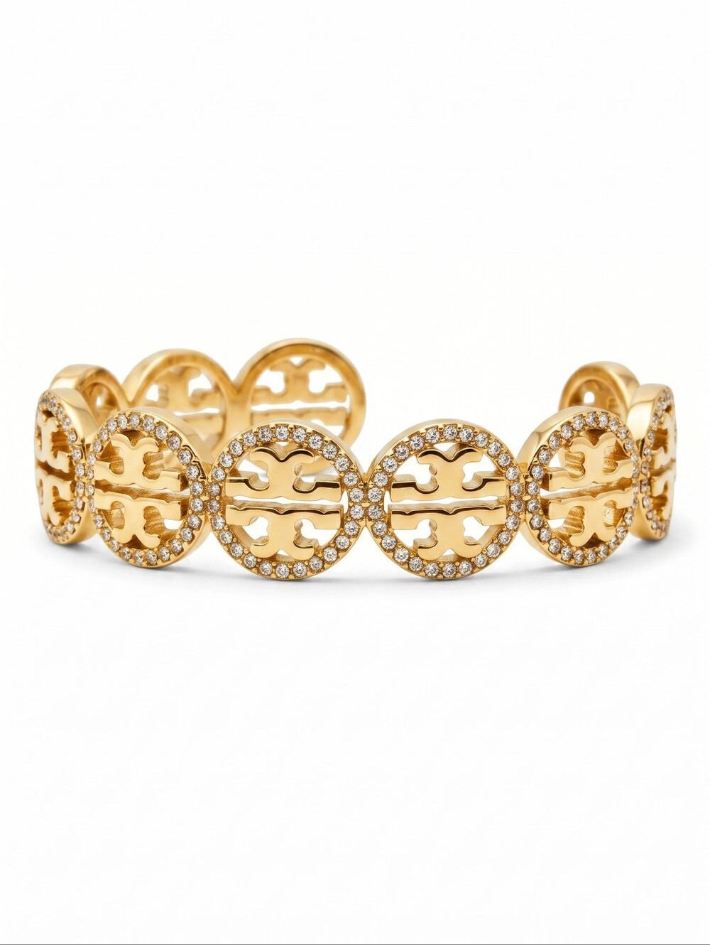 Tory Burch Miller Pavé Cuff Double T Logo Bracelet